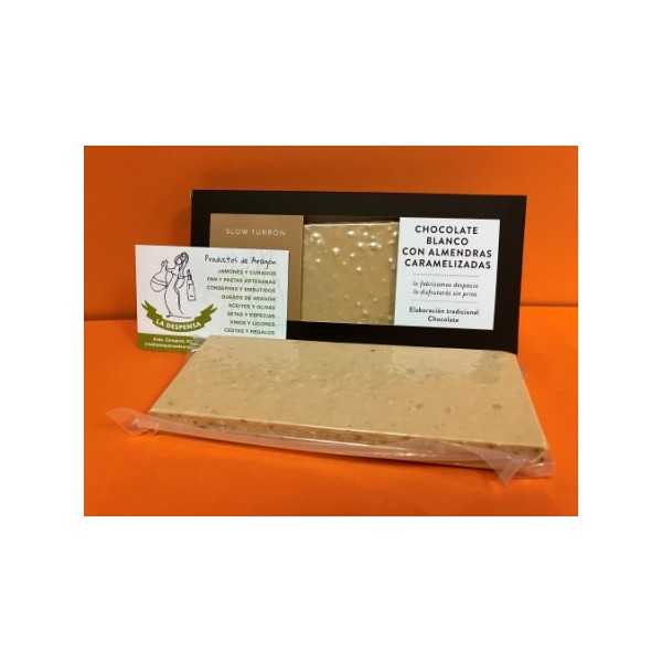 Turrón de Chocolate Blanco con Almendras Caramelizadas